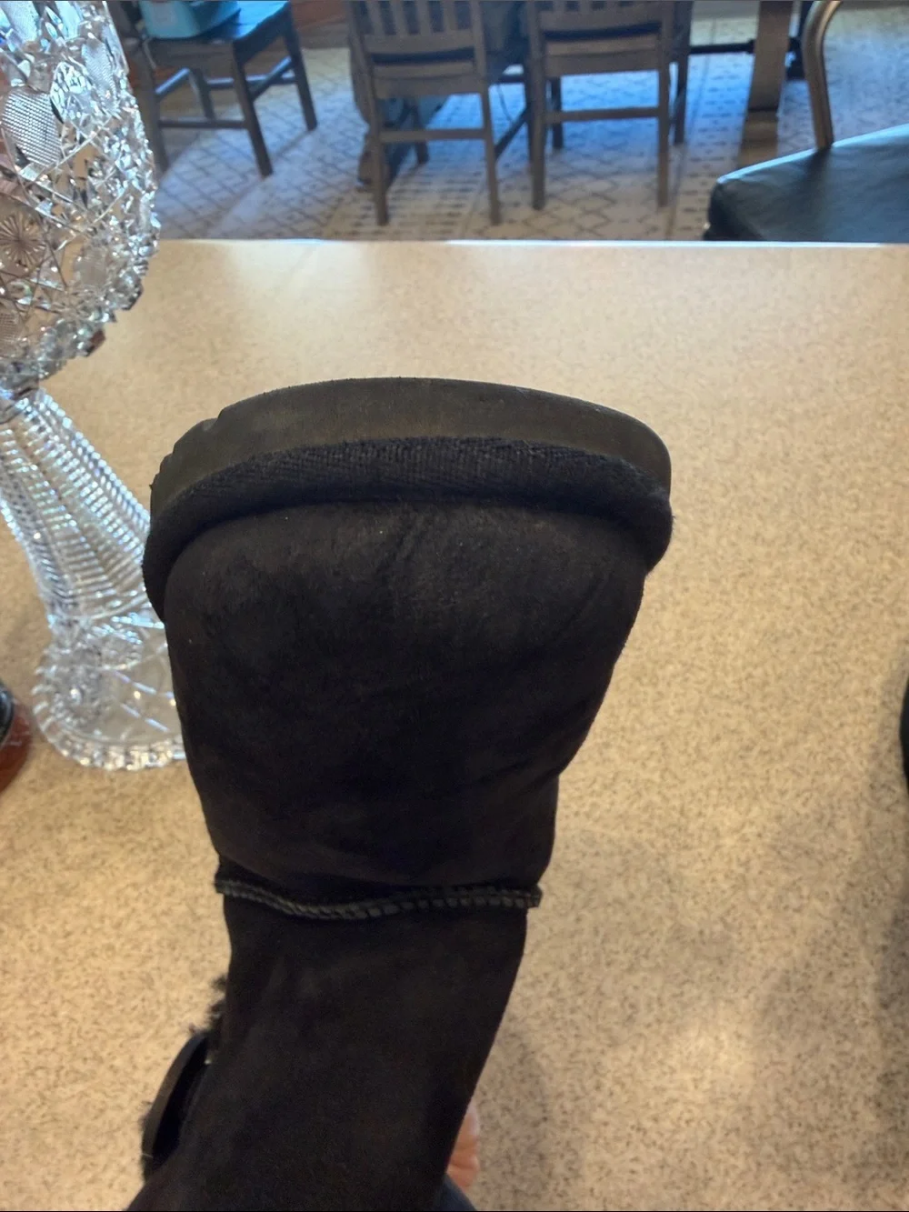 UGG Black Shearling-Lined Short Winter Boots